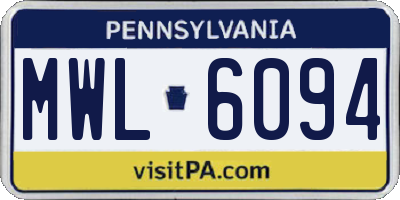 PA license plate MWL6094