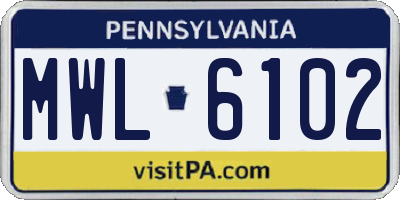 PA license plate MWL6102