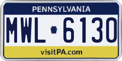PA license plate MWL6130