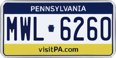 PA license plate MWL6260