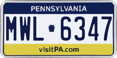 PA license plate MWL6347