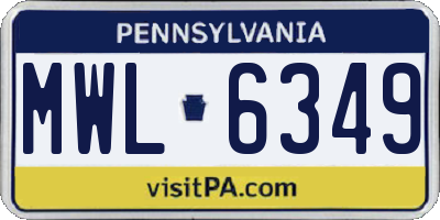 PA license plate MWL6349