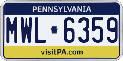 PA license plate MWL6359