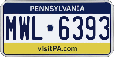 PA license plate MWL6393