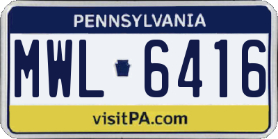 PA license plate MWL6416