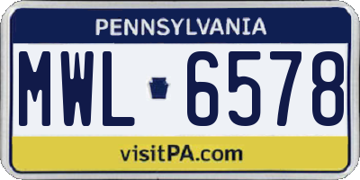 PA license plate MWL6578