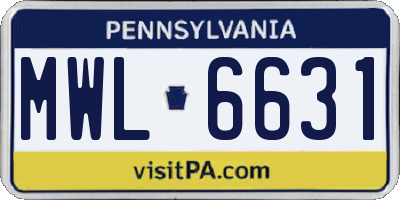 PA license plate MWL6631