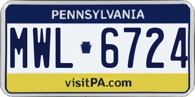 PA license plate MWL6724