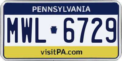 PA license plate MWL6729