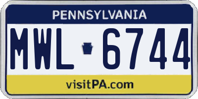 PA license plate MWL6744