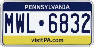 PA license plate MWL6832
