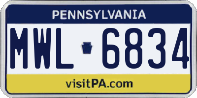 PA license plate MWL6834