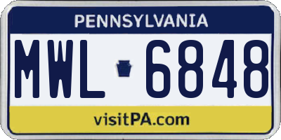 PA license plate MWL6848