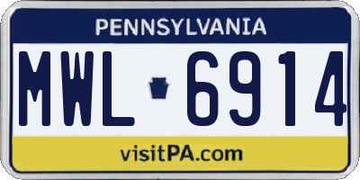 PA license plate MWL6914