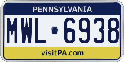 PA license plate MWL6938