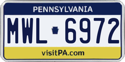 PA license plate MWL6972
