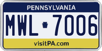 PA license plate MWL7006