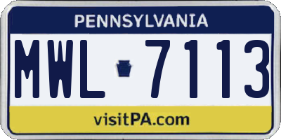 PA license plate MWL7113
