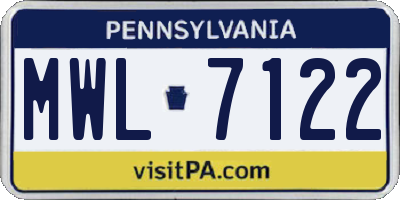 PA license plate MWL7122