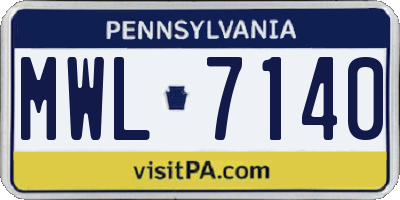 PA license plate MWL7140