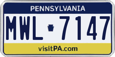 PA license plate MWL7147
