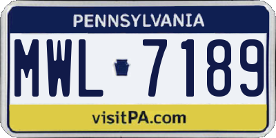 PA license plate MWL7189