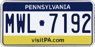 PA license plate MWL7192