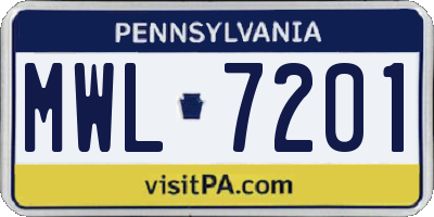PA license plate MWL7201