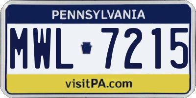 PA license plate MWL7215