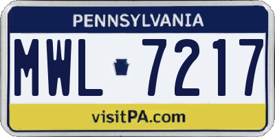 PA license plate MWL7217