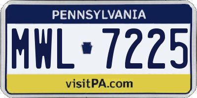 PA license plate MWL7225