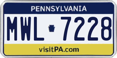 PA license plate MWL7228