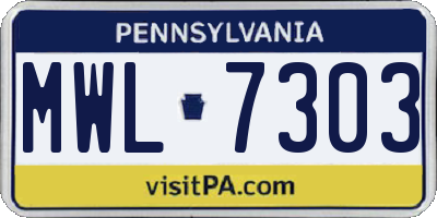 PA license plate MWL7303