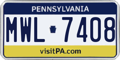 PA license plate MWL7408