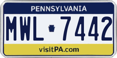 PA license plate MWL7442