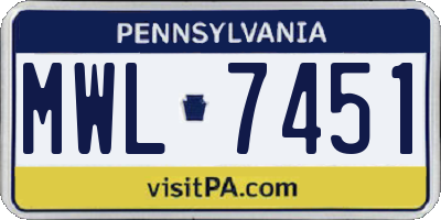 PA license plate MWL7451
