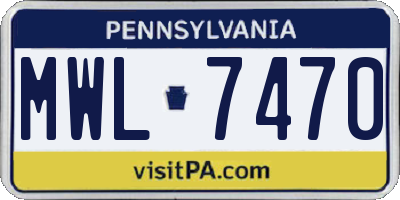 PA license plate MWL7470