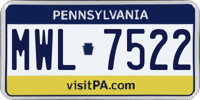 PA license plate MWL7522