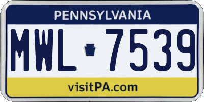 PA license plate MWL7539