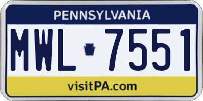 PA license plate MWL7551