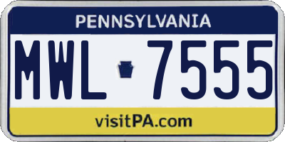 PA license plate MWL7555