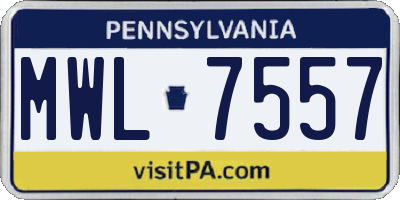 PA license plate MWL7557