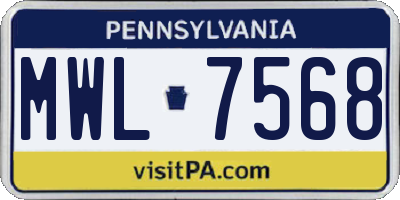 PA license plate MWL7568