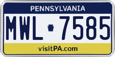 PA license plate MWL7585