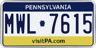 PA license plate MWL7615