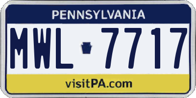 PA license plate MWL7717