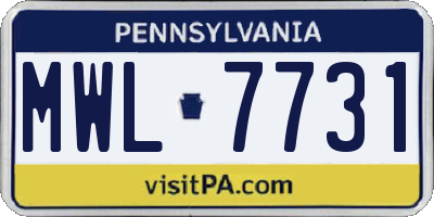 PA license plate MWL7731