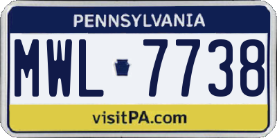 PA license plate MWL7738