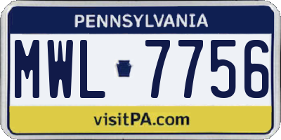 PA license plate MWL7756