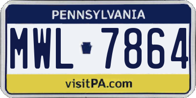 PA license plate MWL7864